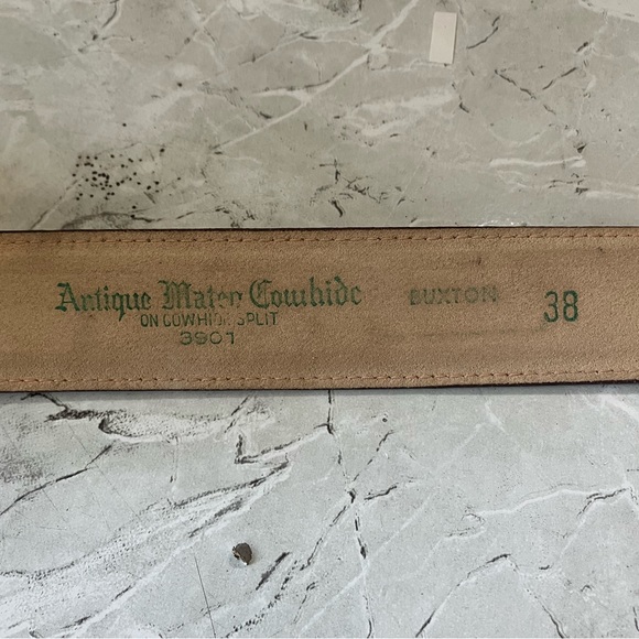 Classic Buxton Antique Maten Cowhide On Cowhide Split Size 38 Solid Brass Buckle - Picture 2 of 7